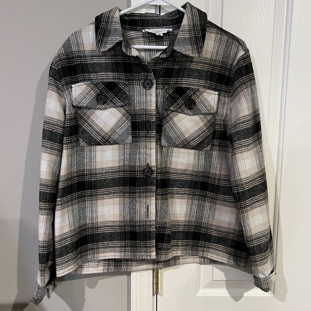 BB Dakota by Steve Madden Black and White Plaid Utility Jacket